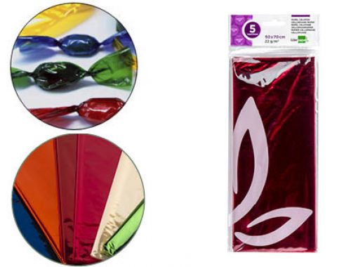Papel celofane liderpapel 50x70 cm 22gr bolsa de 5 folhas rosa , Liderpapel , 75029 , 8423473750296
